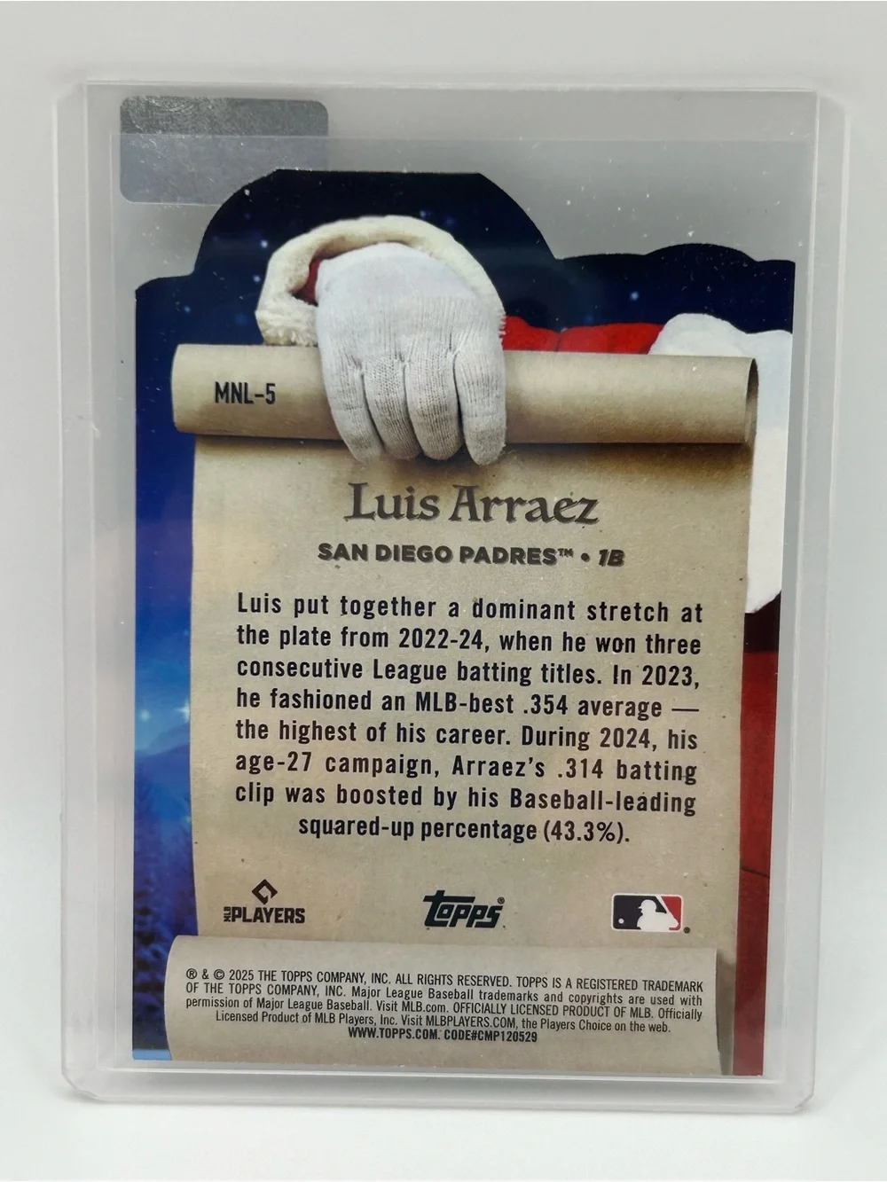 Luis Arraez Topps Holo 'The Nice List' Holiday Baseball Card ⚾️ San Diego Padres
